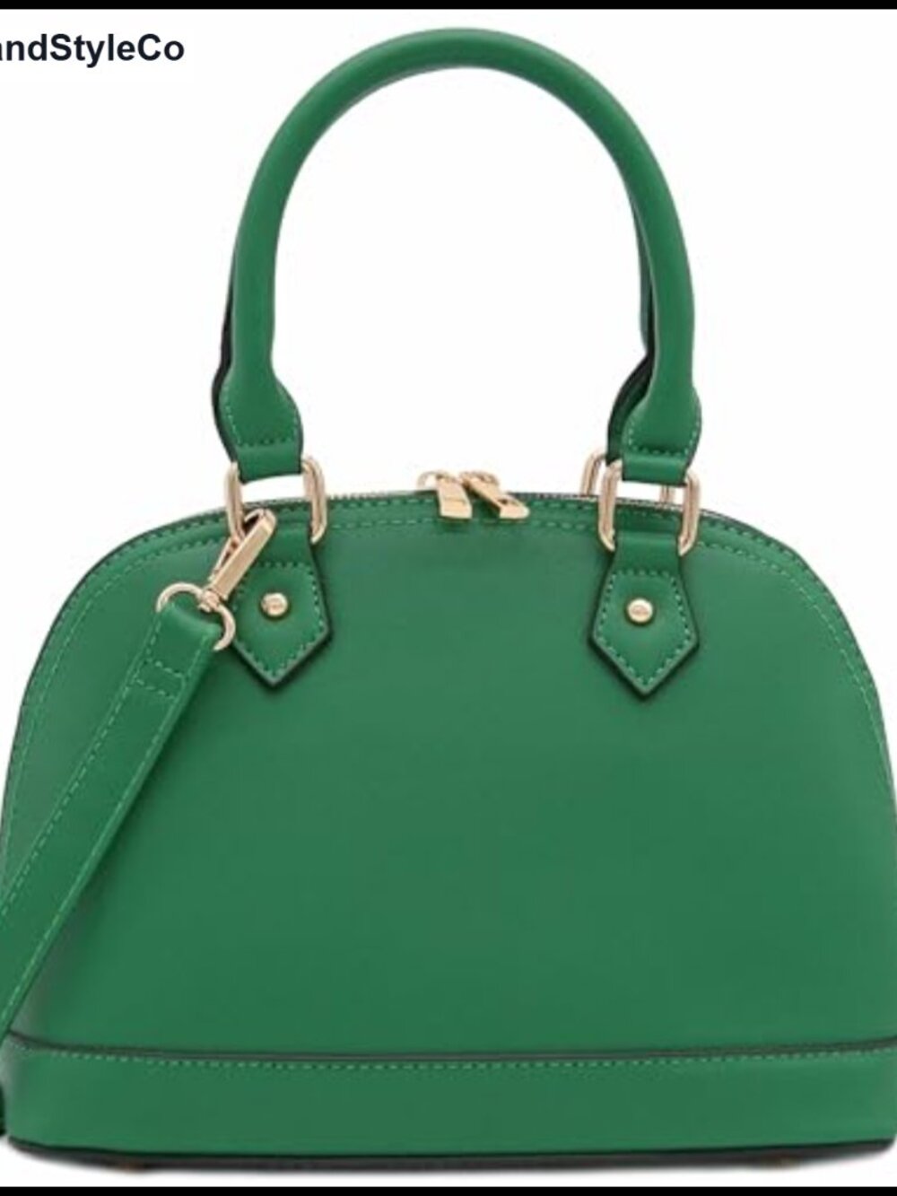 Faux Saffiano Leather Dome Satchel with Adjustable Strap